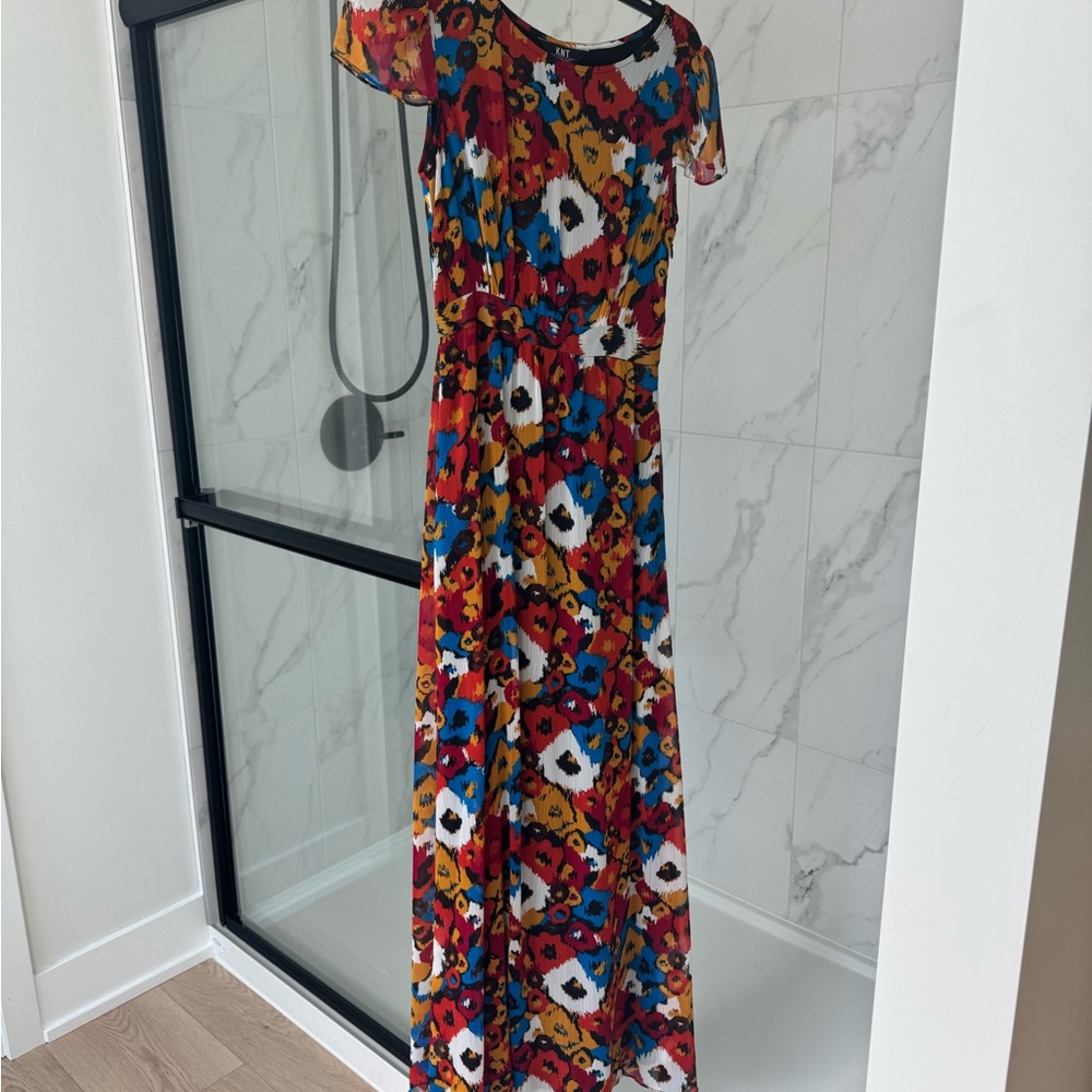 Urban Outfitters Red and White Flutter Sleeve Maxi Dress